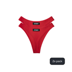 Two red STEINY Underwear high-waisted thongs made of bamboo