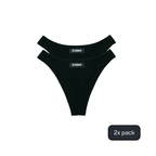 Two black STEINY Underwear high-waisted thongs made of bamboo