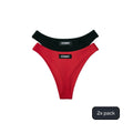 Two pairs of STEINY Underwear red and black bamboo high-waisted thongs