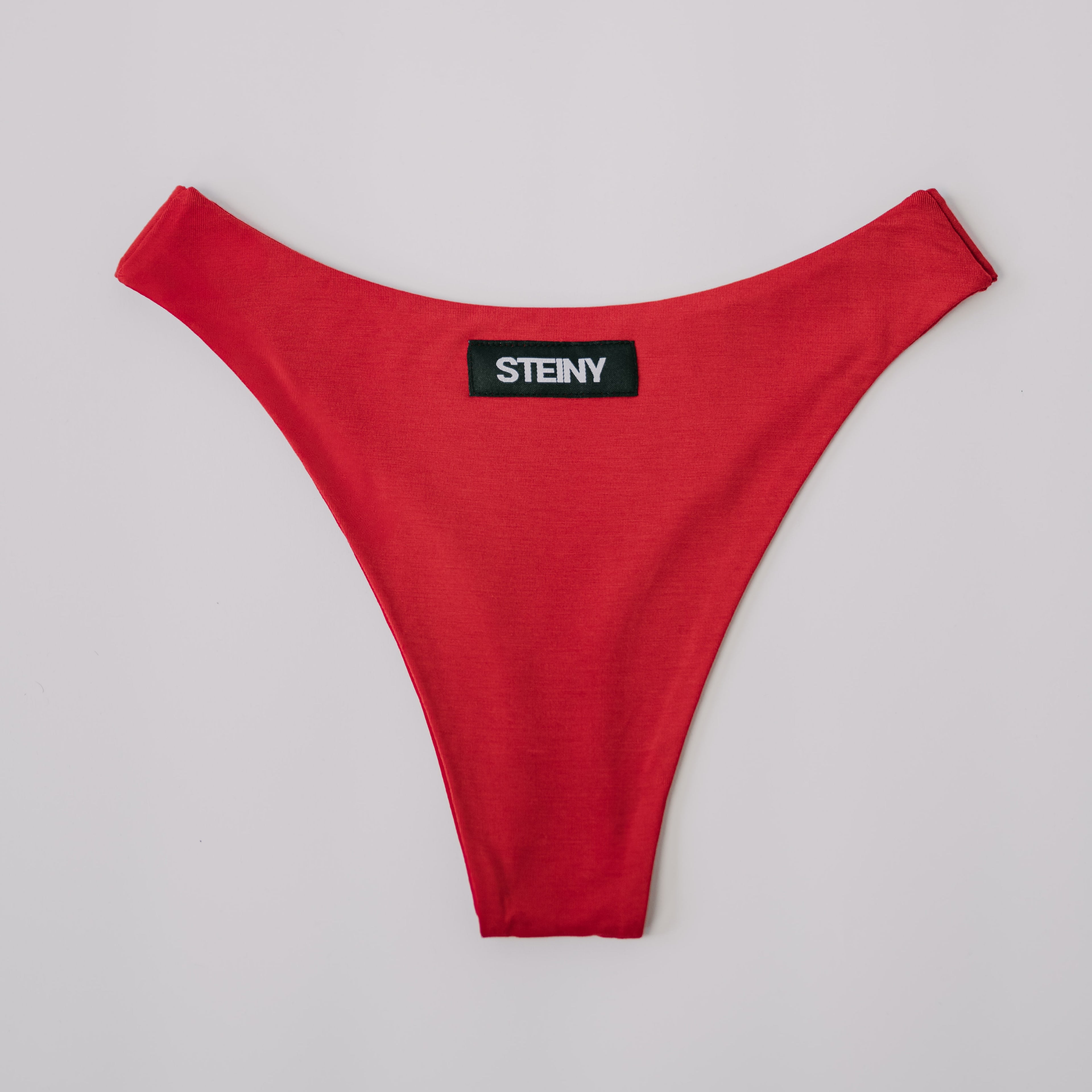 Fiery red bamboo high-waisted thong - STEINY Underwear