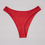 Fiery red high-waisted thong made of bamboo