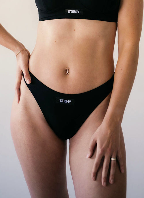 High-waisted Thong 2-pack - Midnight Black