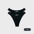 Two black STEINY Underwear high-waisted thongs made of bamboo