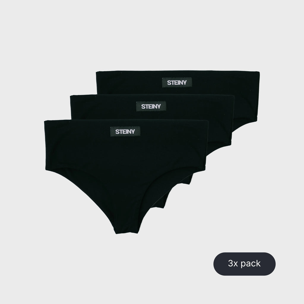 Three pairs of STEINY black bamboo briefs