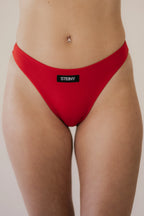 Women's red bamboo high-waisted thongs