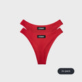 Two red STEINY Underwear high-waisted thongs made of bamboo