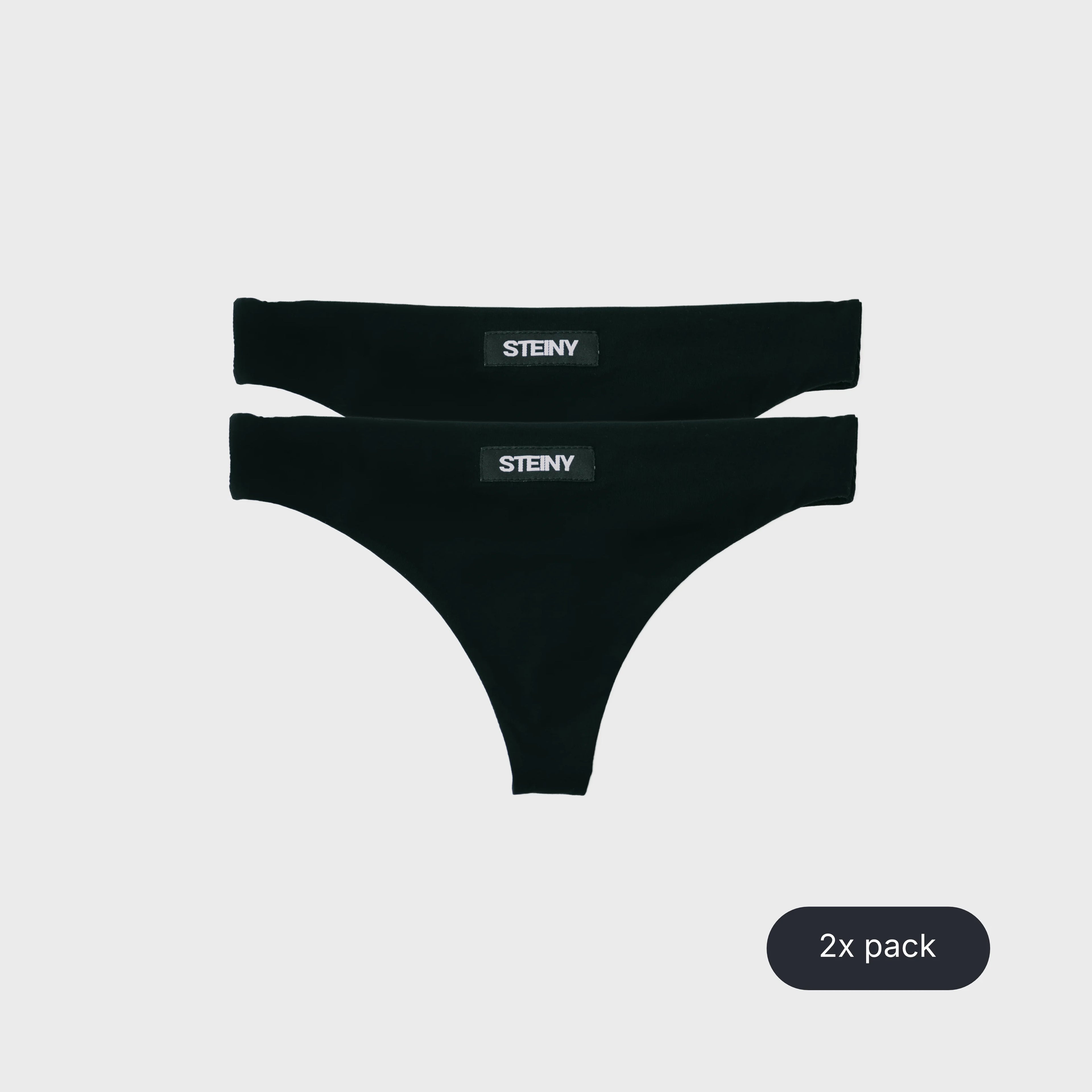 Two black STEINY Underwear thongs made of bamboo